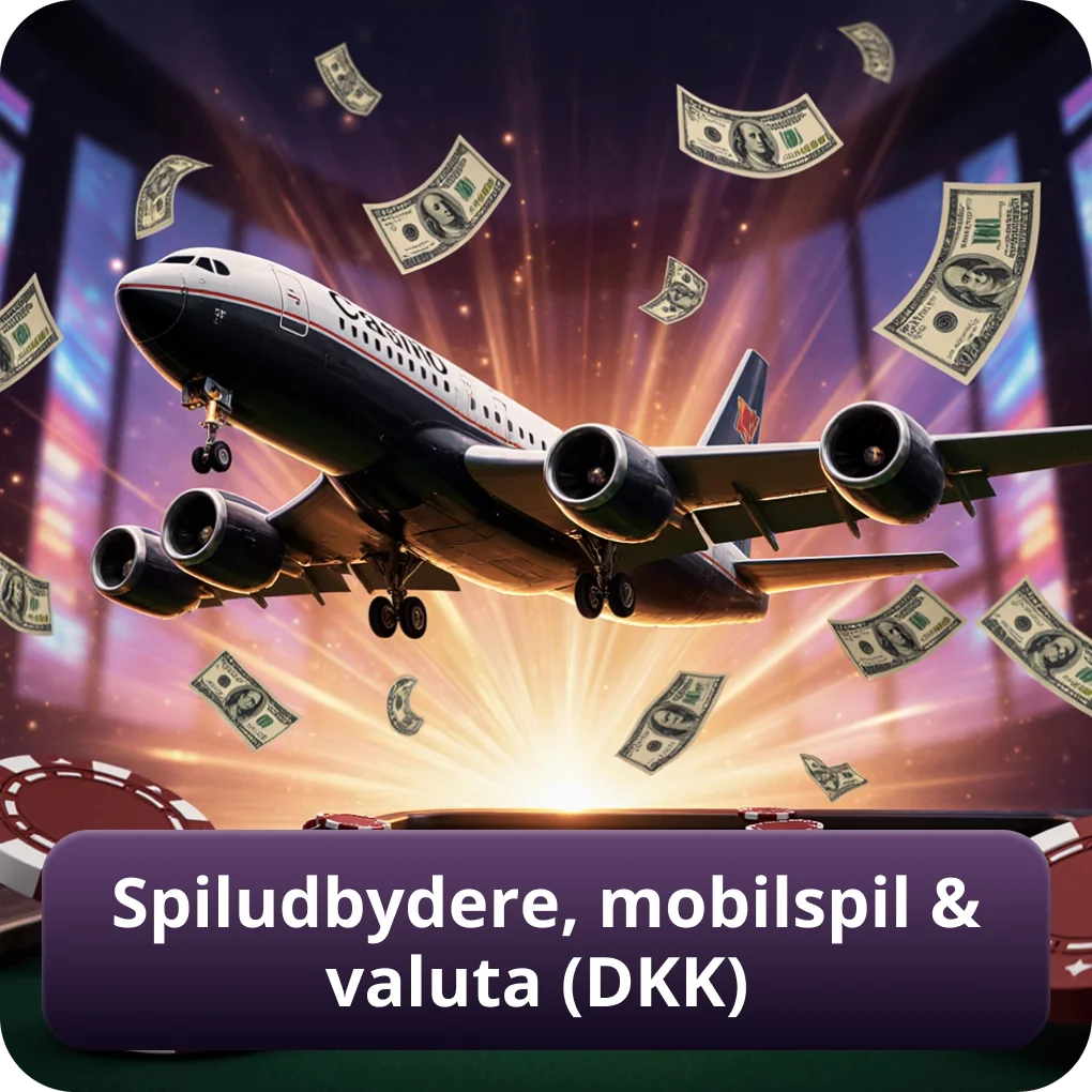 Oversigt over spiludbydere, mobilspil og danske kroner DKK som valuta på casinoer uden ROFUS Spiludbydere, mobilspil og valuta muligheder i DKK